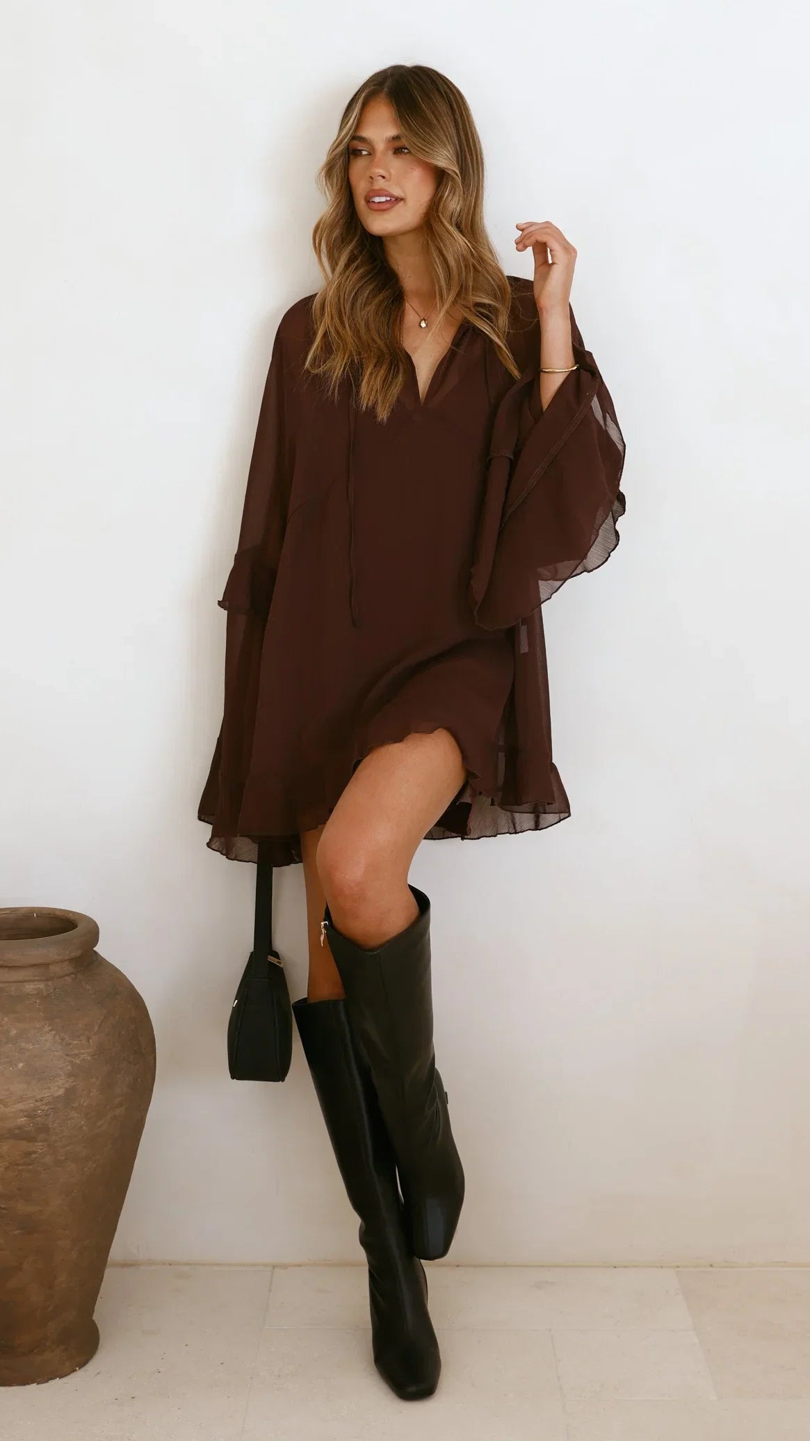 Leera Mini Dress Chocolate