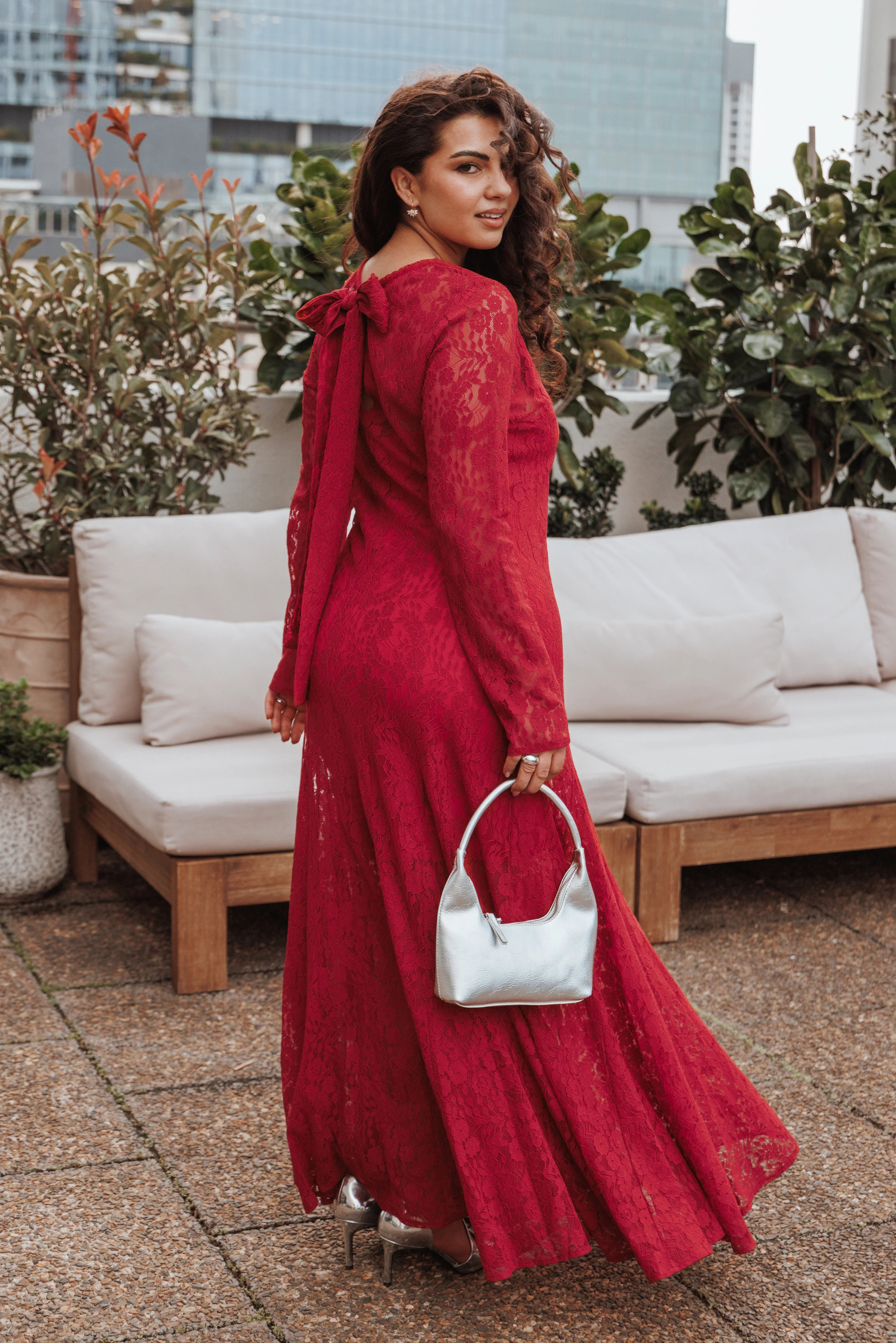 Keani Long Sleeve Maxi Dress Red