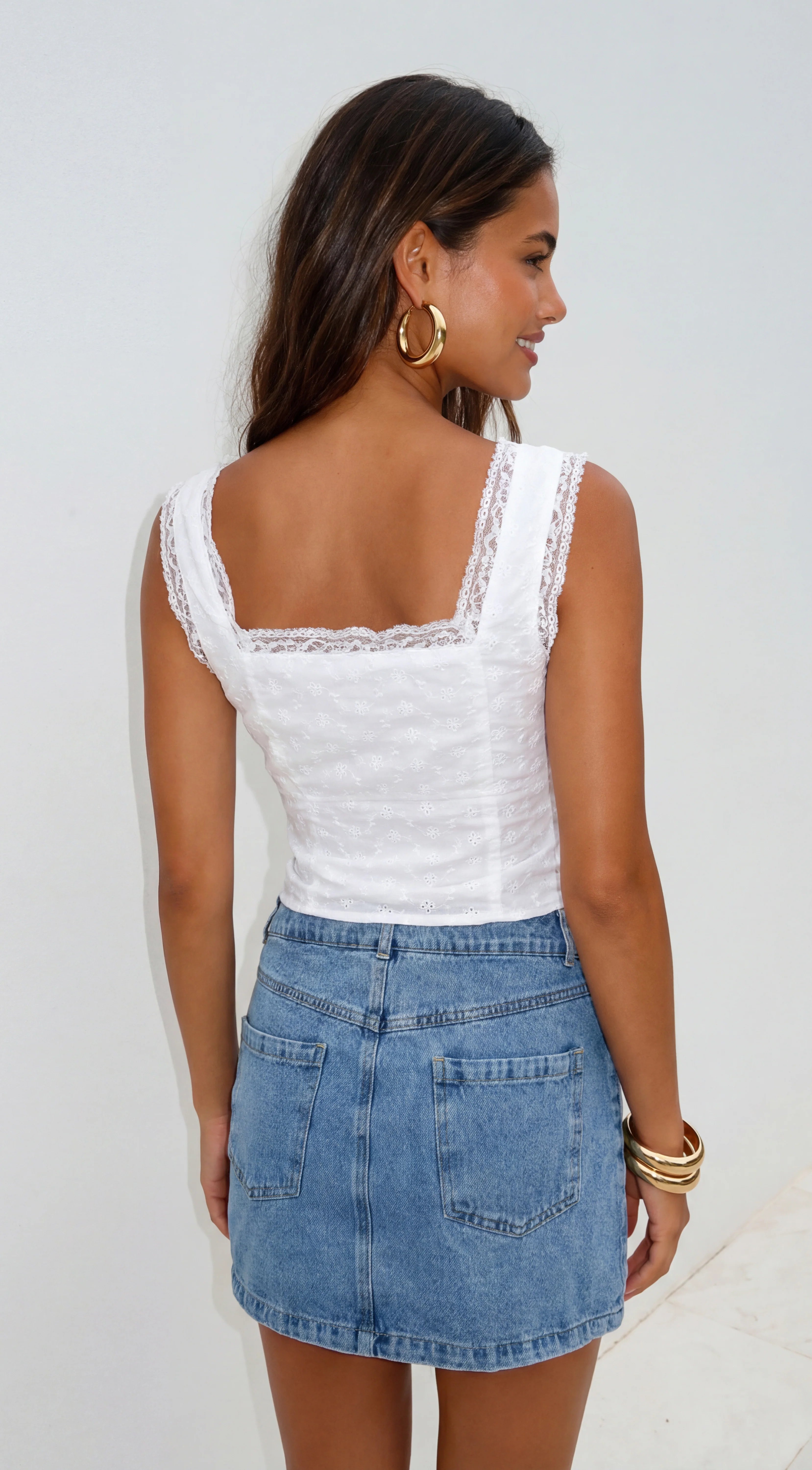 Dakota Western Stitch Denim Mini Skirt Blue