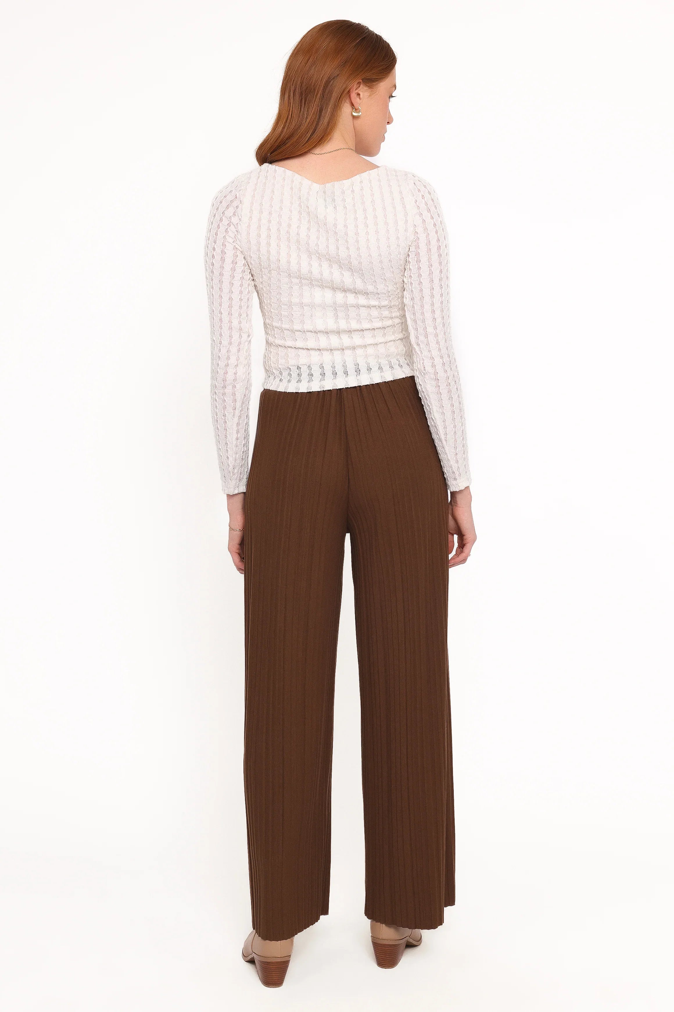 Davis Pleated Knit Pant Brown