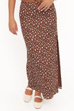 Madison Linen Column Skirt Brown Floral