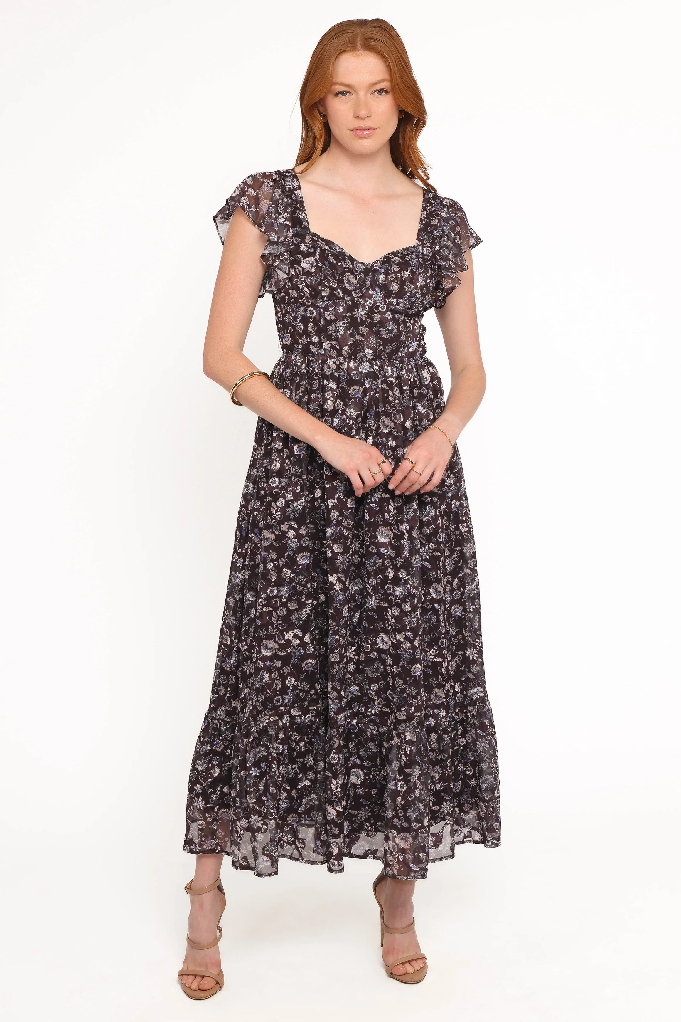 Myles Maxi Dress Brown Blue Floral