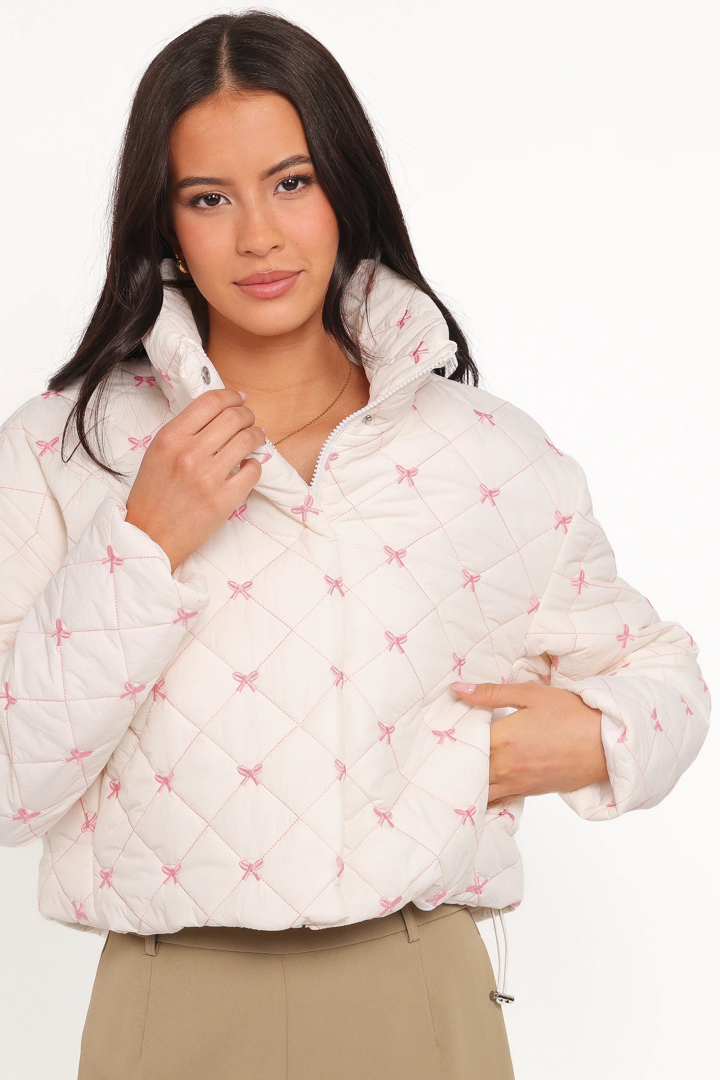 Adi Quilted Jacket Pink Bow