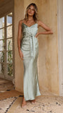 Yasmeen Tie Front Maxi Dress Sage