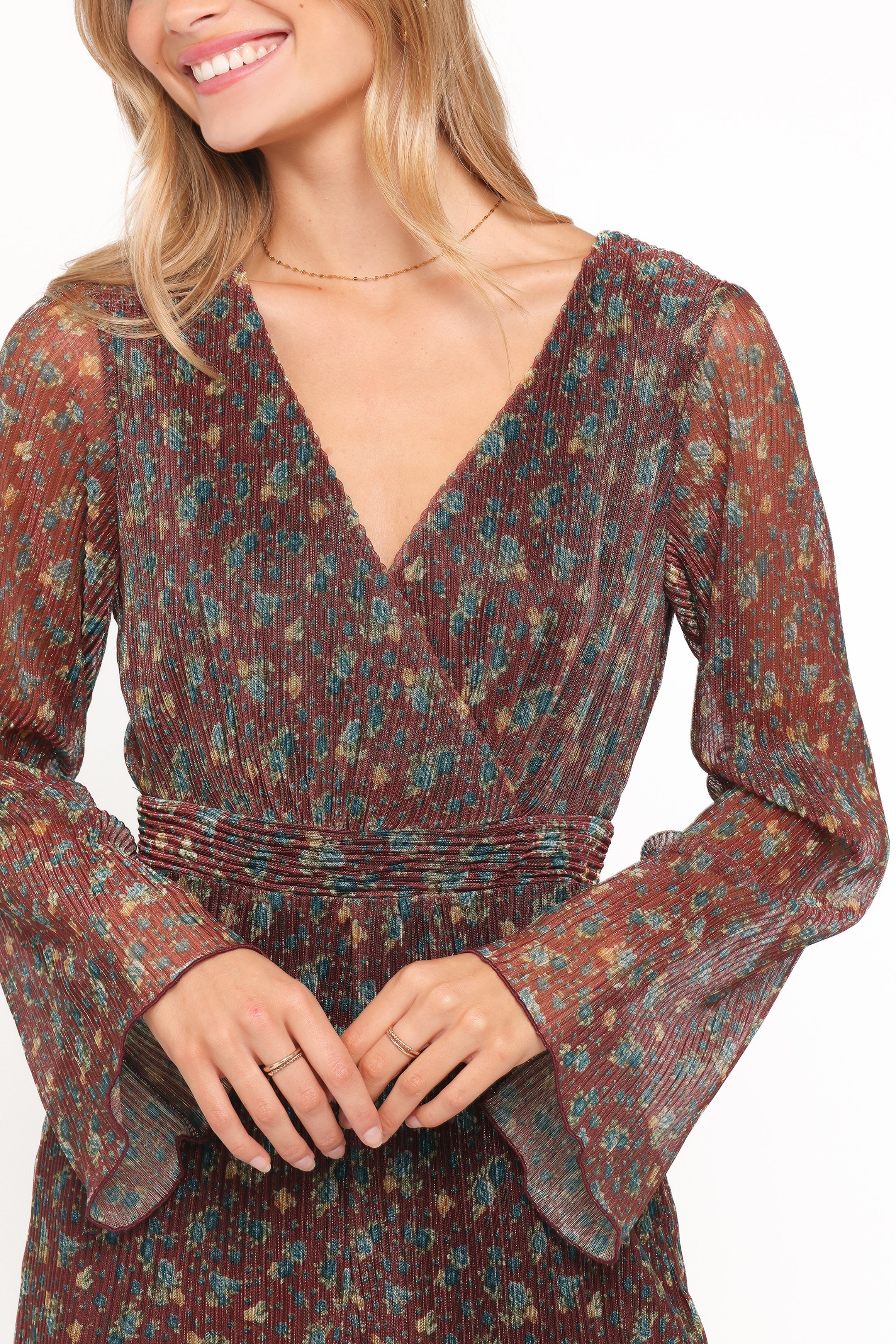 Rhiannon Long Sleeve Romper Brown Floral