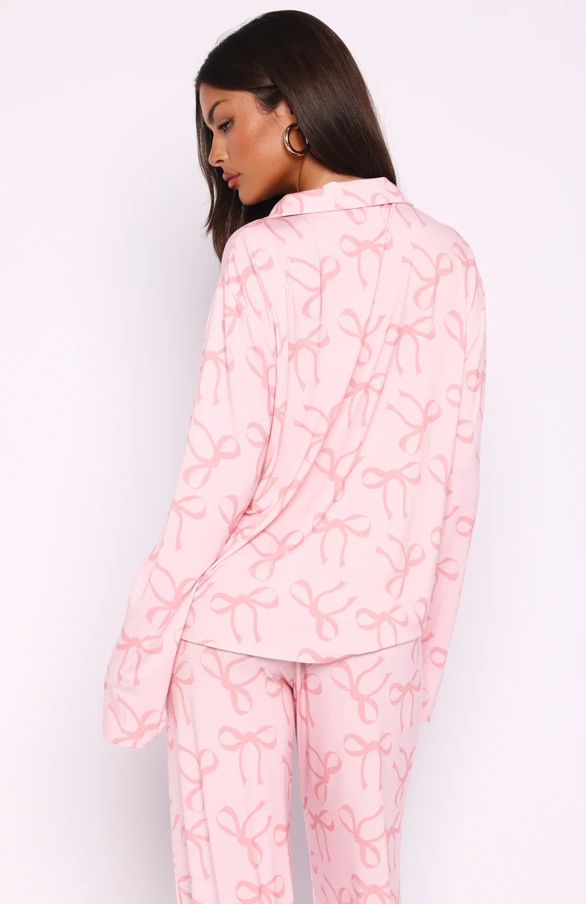 Pillow Talk Printed Long Sleeve Pyjama Set Posy Bow