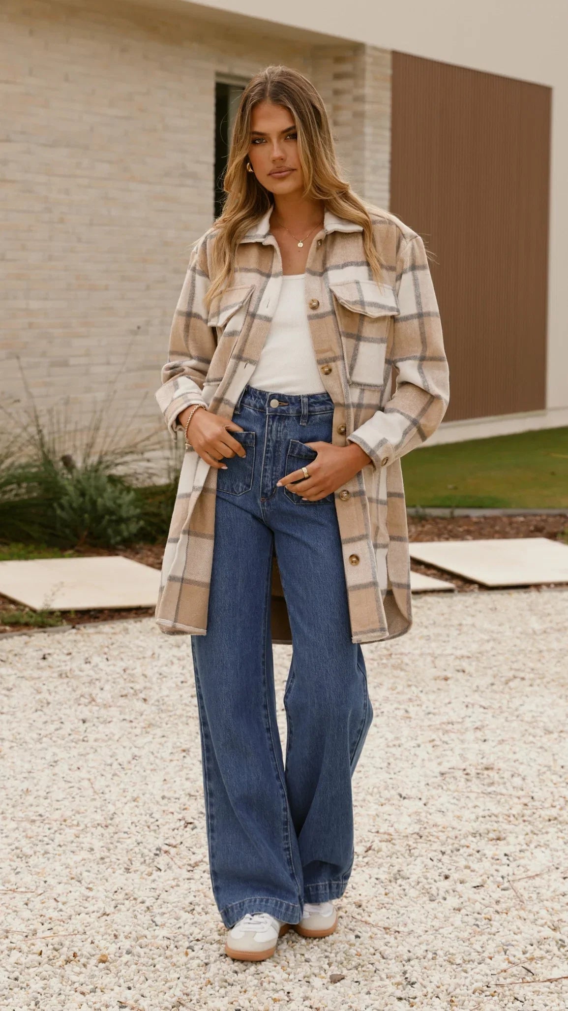 Saskia Jacket Beige Cream Check