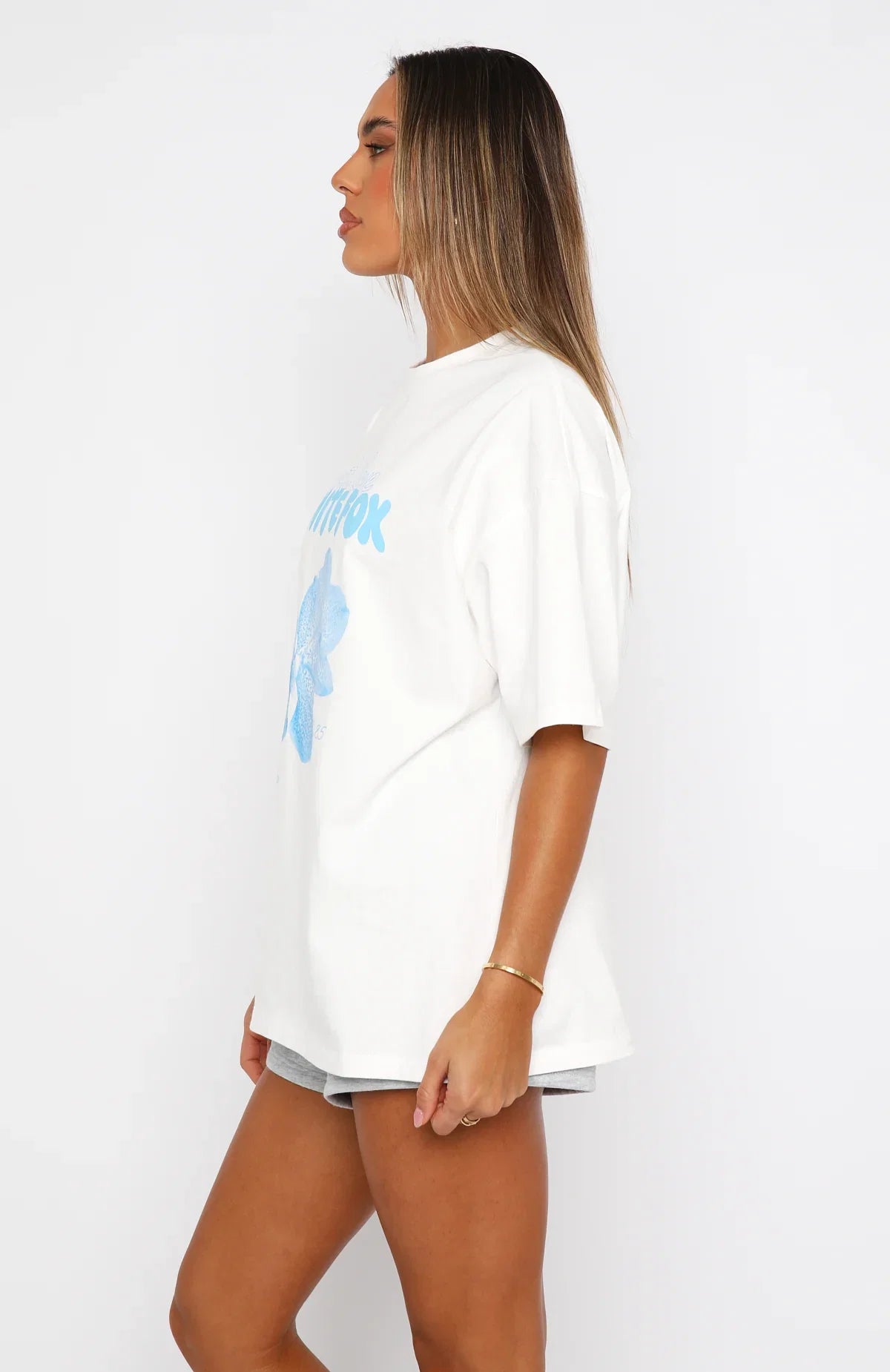 With Love Forever Oversized Tee White Blue