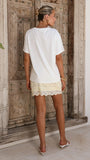 Kiki Lace Mini Skirt Yellow Floral