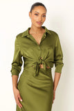 Narissa Satin Shirt Palm Green