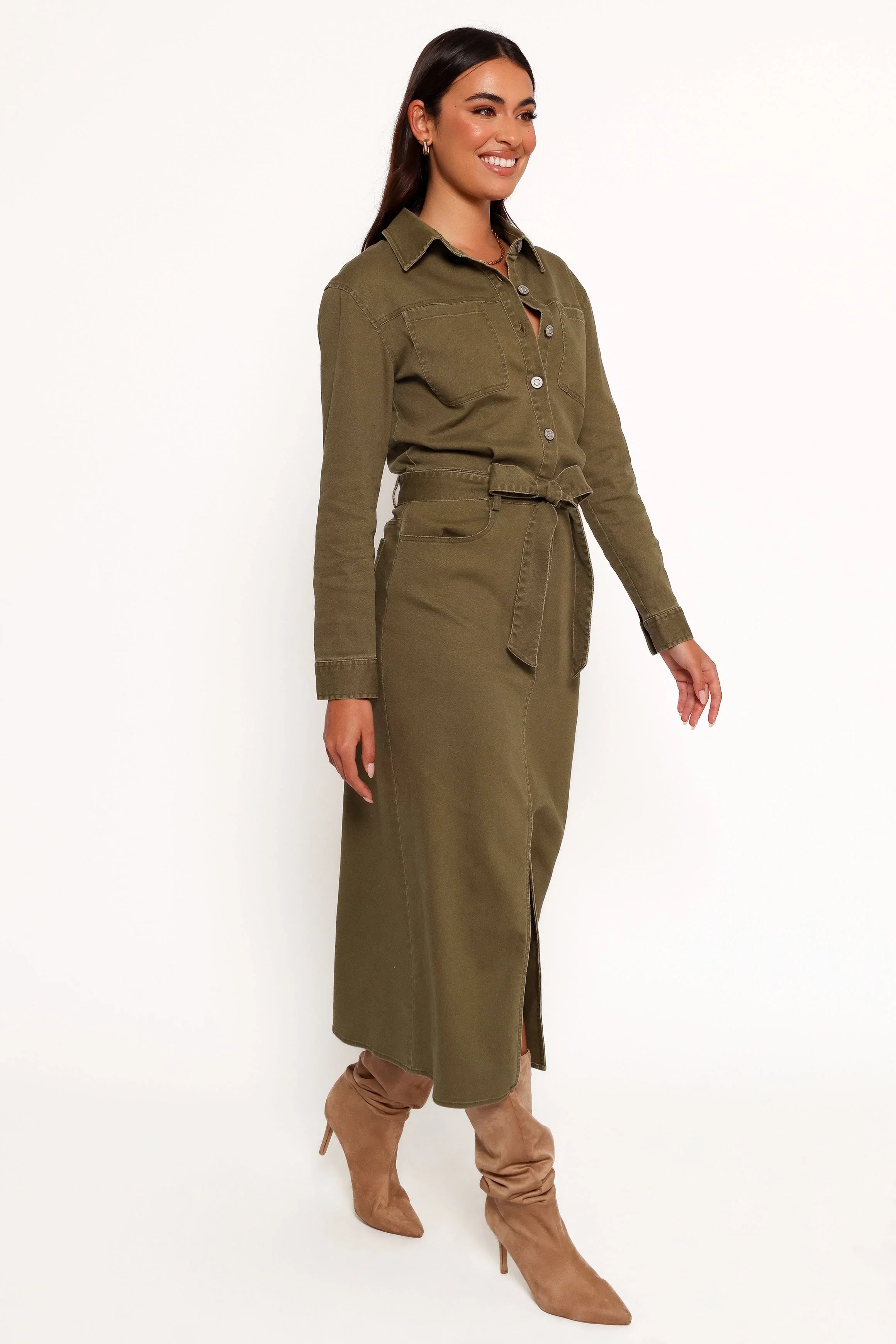 Cortney Long Sleeve Maxi Dress Olive