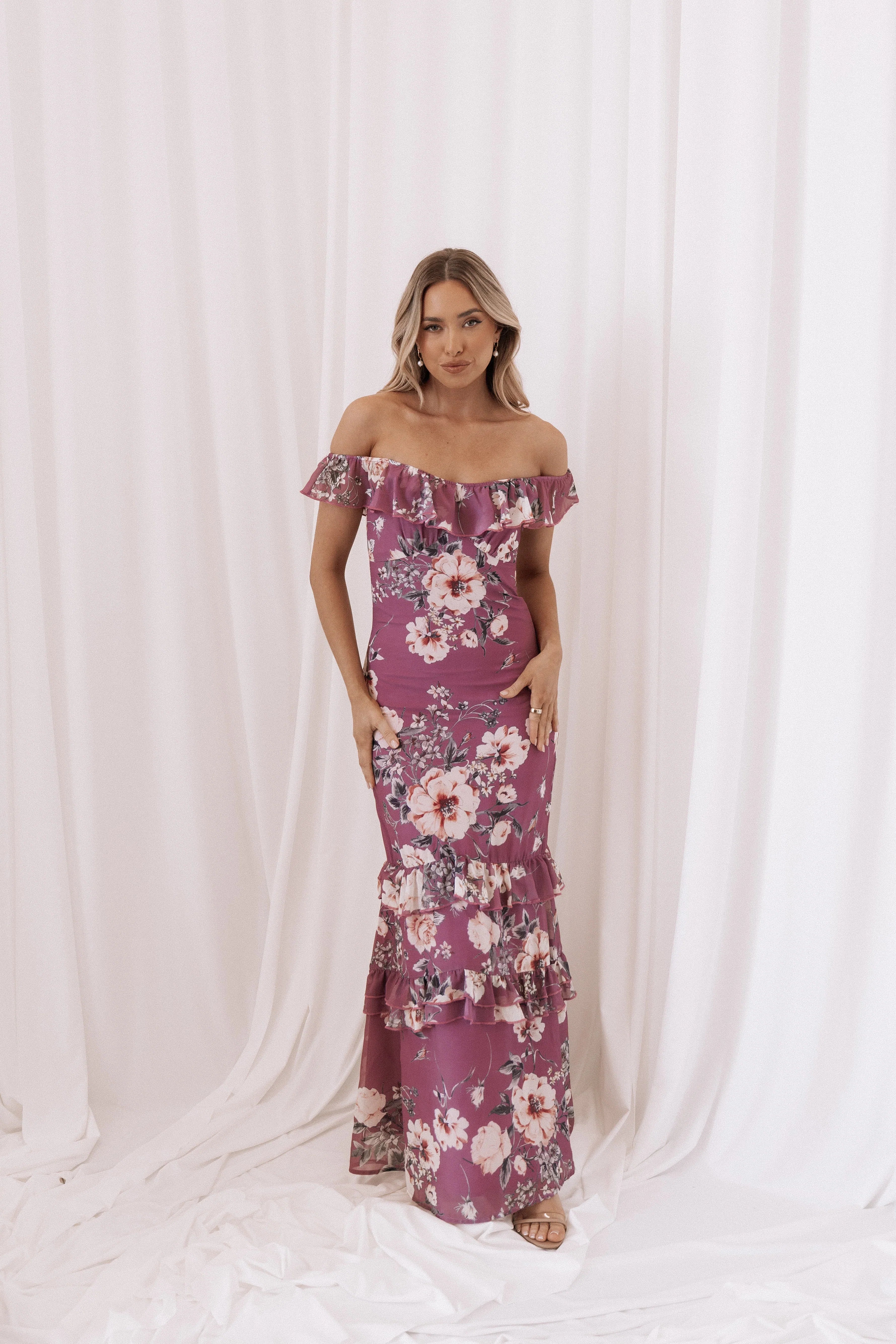 Irelynn Maxi Dress Dark Rose Floral
