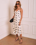 Sweet Dots Satin Polka Dot Midi Dress