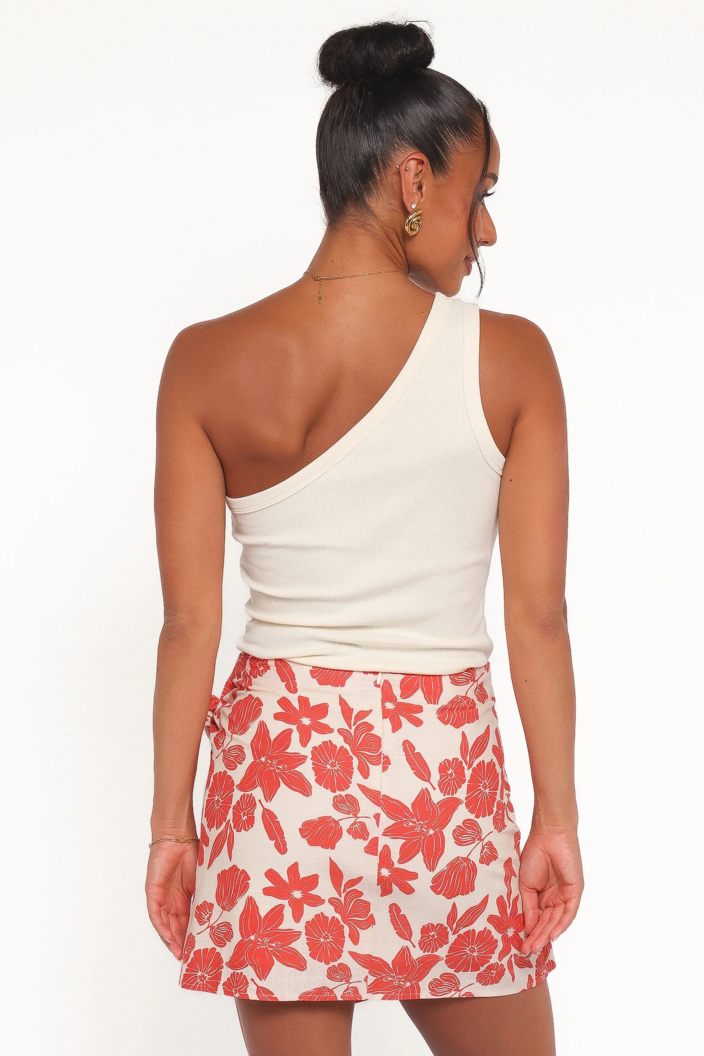 Calypso Wrap Mini Skirt Red Floral