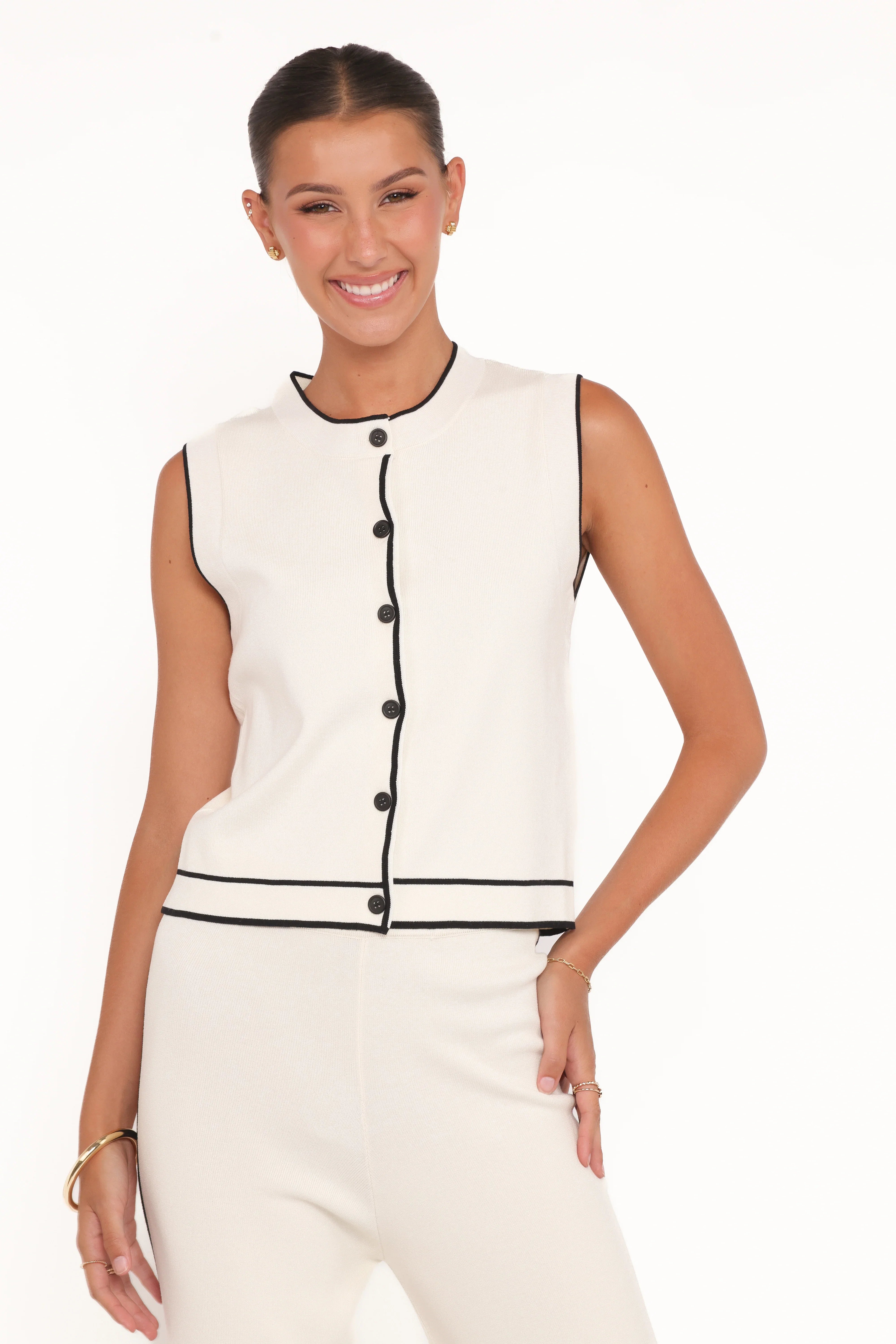 Jules Knitted Pant Set White