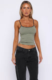 Just Let It Go Singlet Green Plum Stripe