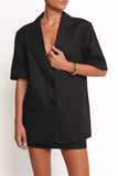Brielle Short Sleeve Blazer Top Black
