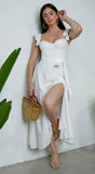 Valeria Corset Ruffle Midi Dress White