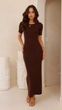Eden Ribbed Maxi Dress Chocolate