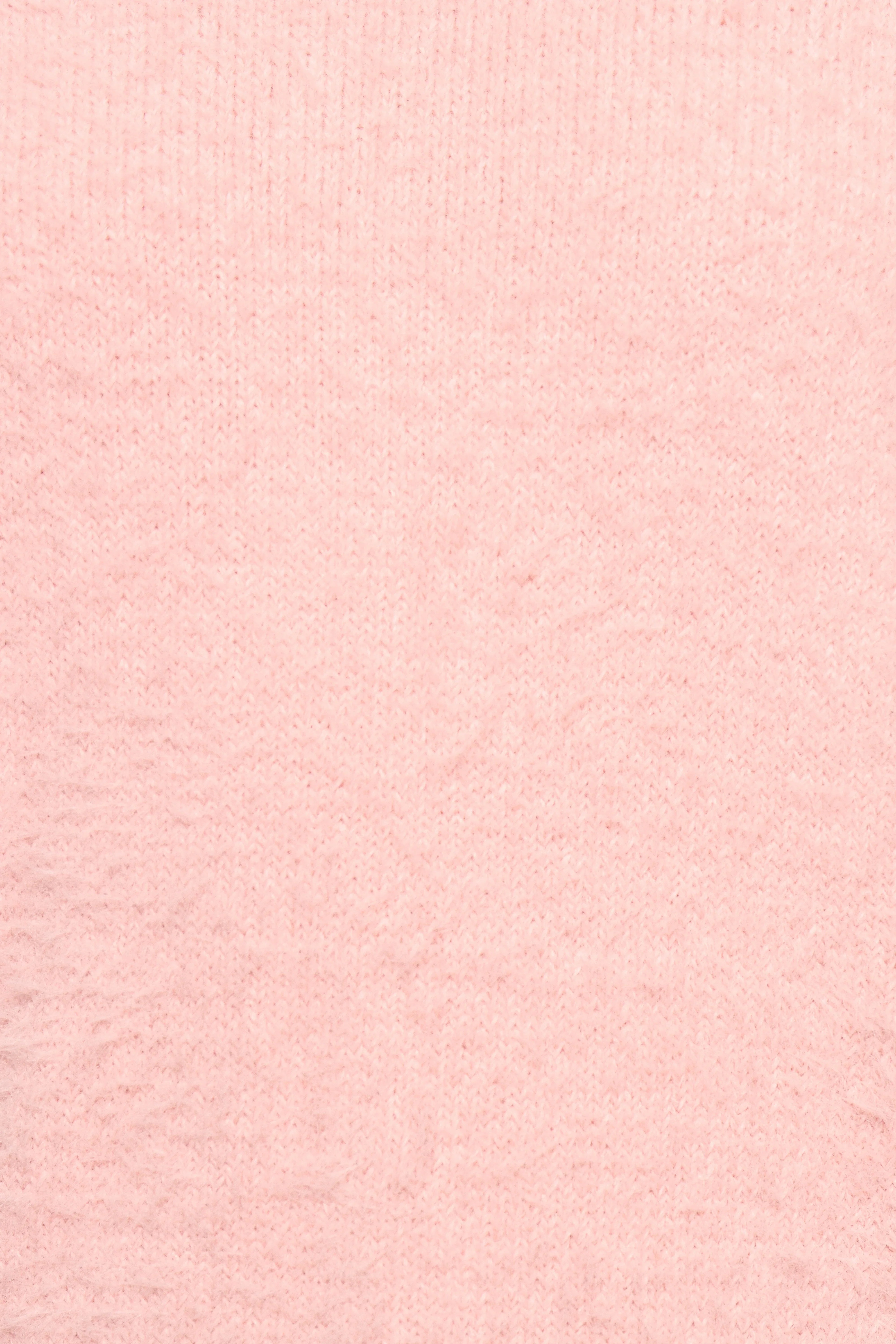 Aspra Fuzzy Crewneck Knit Sweater Pink