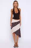 Offline Forever Midi Skirt Choc Cream Polka Dot