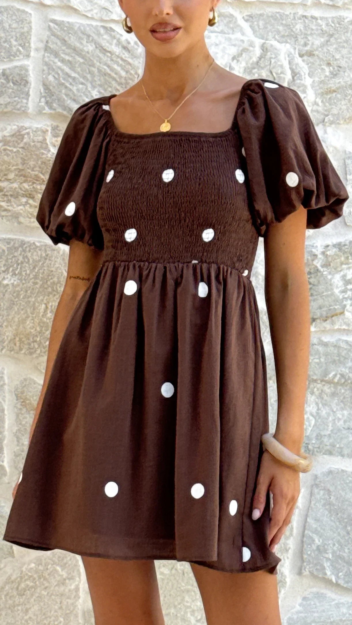 Marissa Mini Dress Chocolate Polka