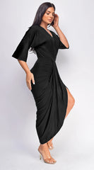 Zelia Venetian Midi Dress Black