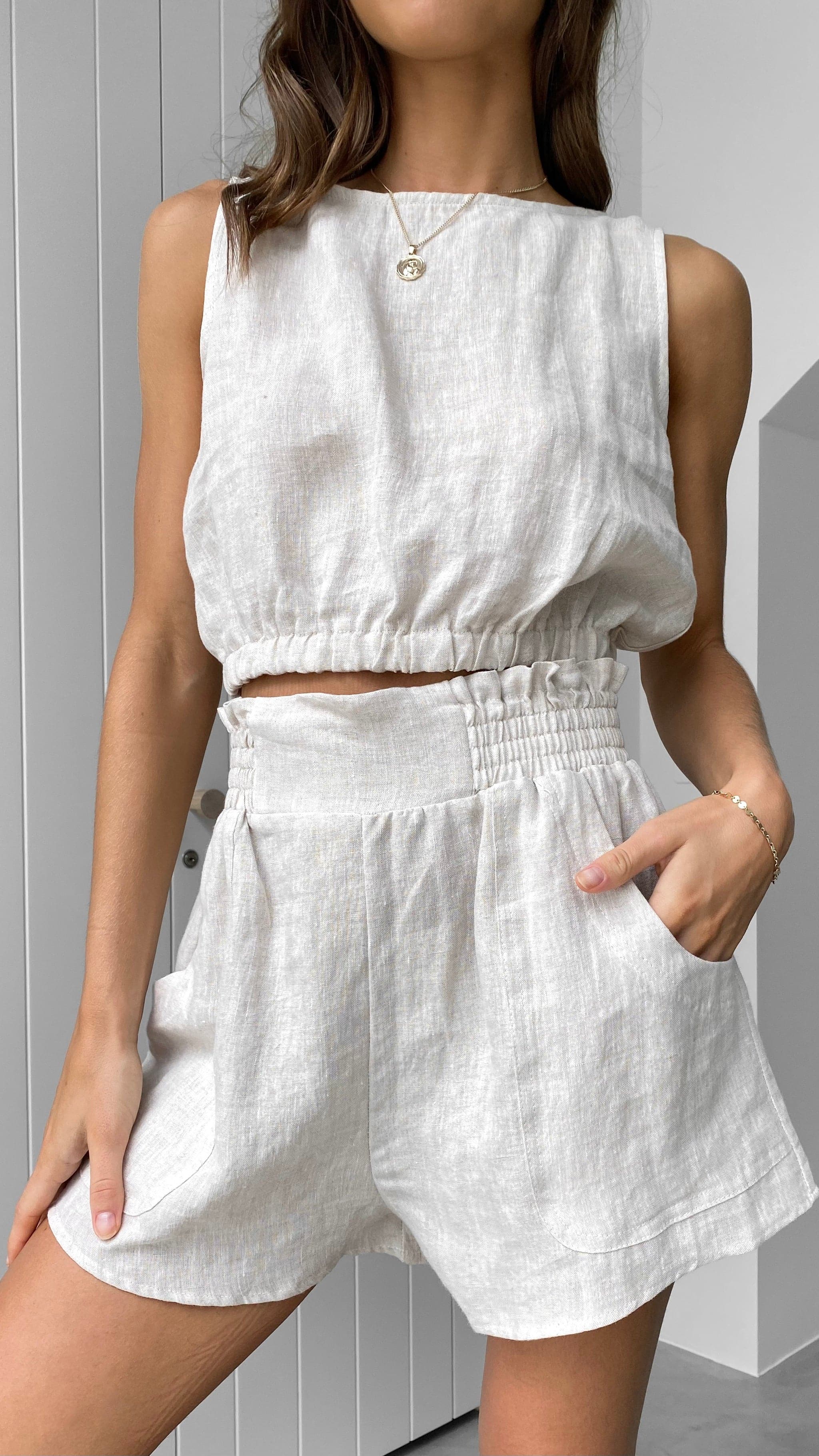 Aimee Linen Top Oat