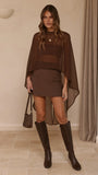 Carey Sheer Cape Poncho Brown
