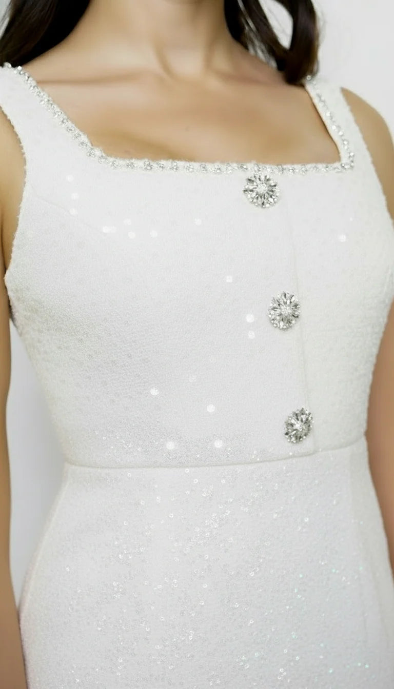 Avianne Tweed Sequin Mini Dress Cream