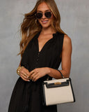 Izabella Contrast Trim Canvas Top Handle Bag