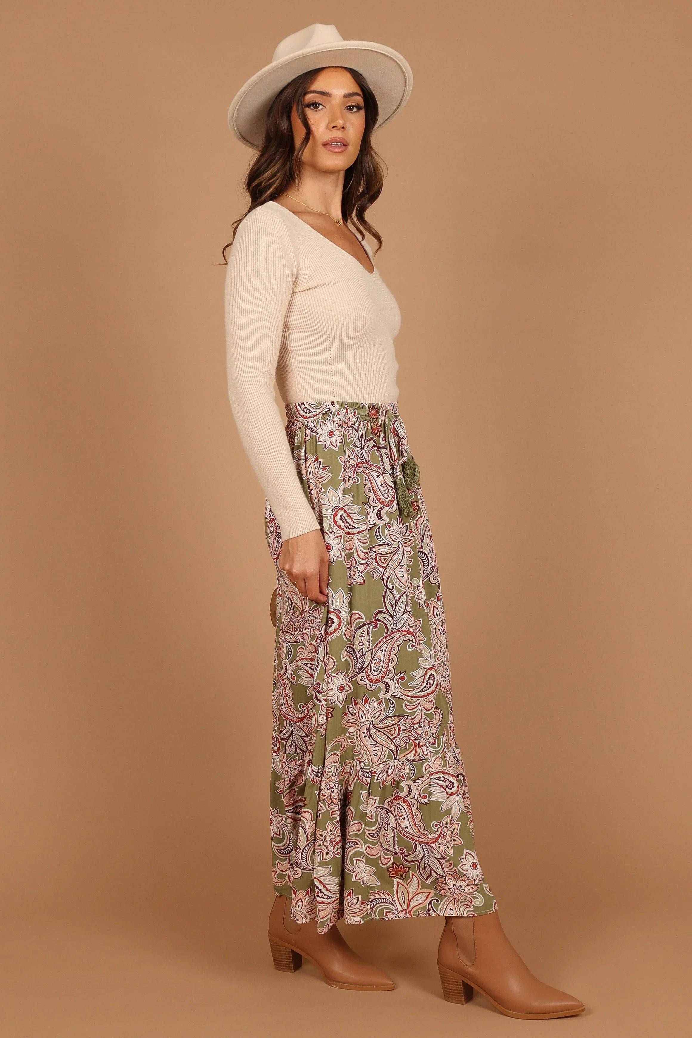 Katherine Skirt Olive Paisley