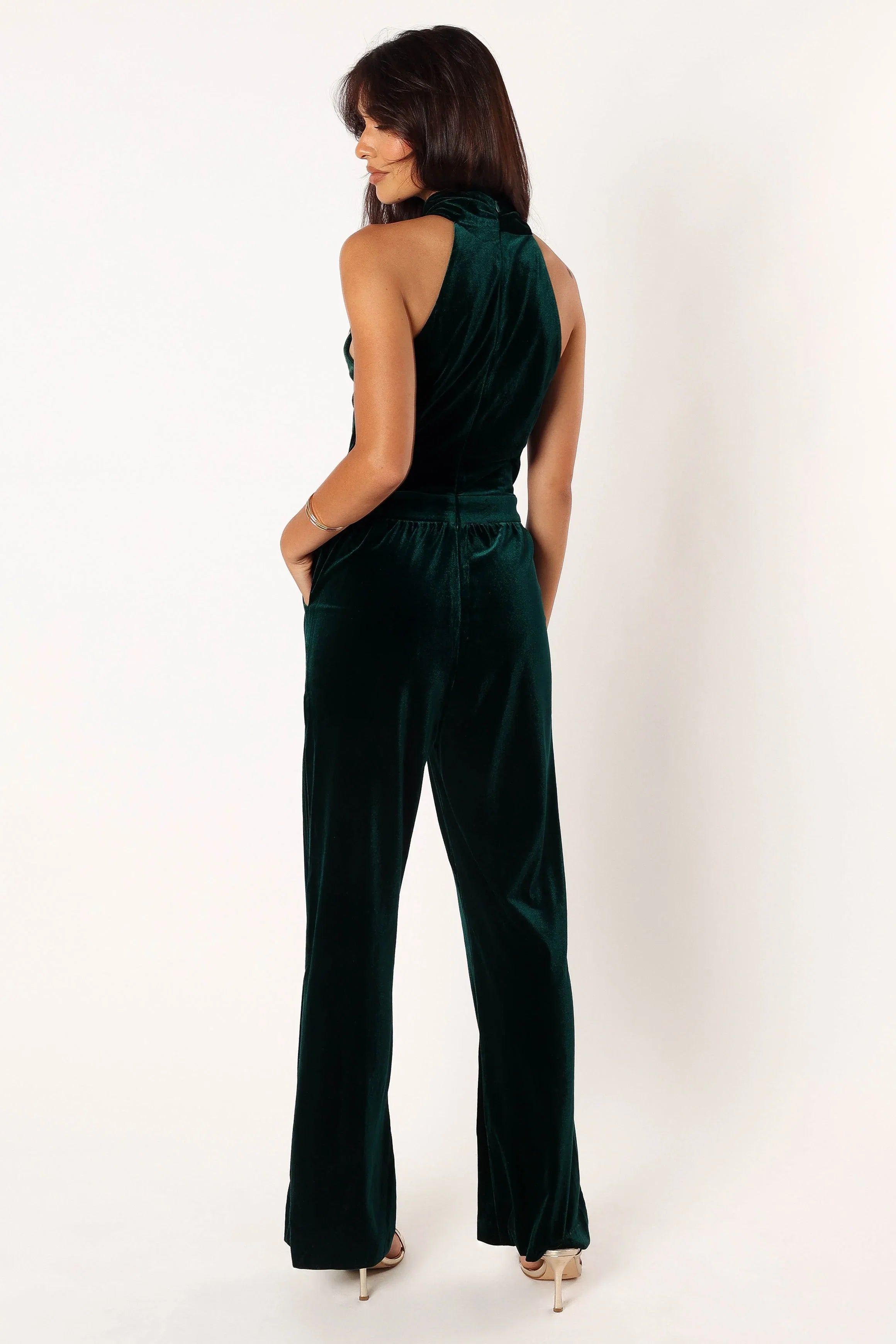 Liberty Velvet Jumpsuit Hunter Green