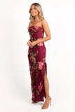 Bryden Maxi Strapless Dress Burgundy Floral
