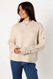 Rebekah Crochet Sleeve Knit Sweater Cream