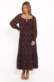 Keziah Long Sleeve Maxi Dress Burgundy Floral