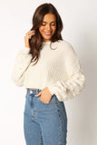 Catalina Polka Dot Texture Knit Sweater Ivory