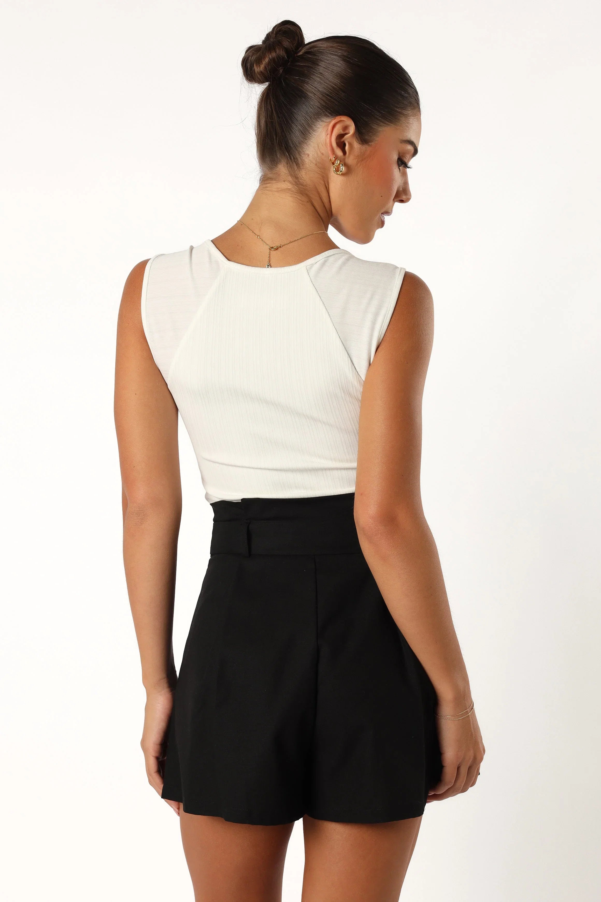 Maya High Waisted Paperbag Shorts Black