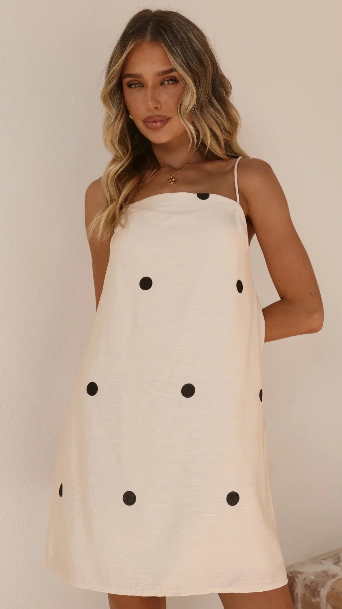 Nalu Mini Dress Cream Polka
