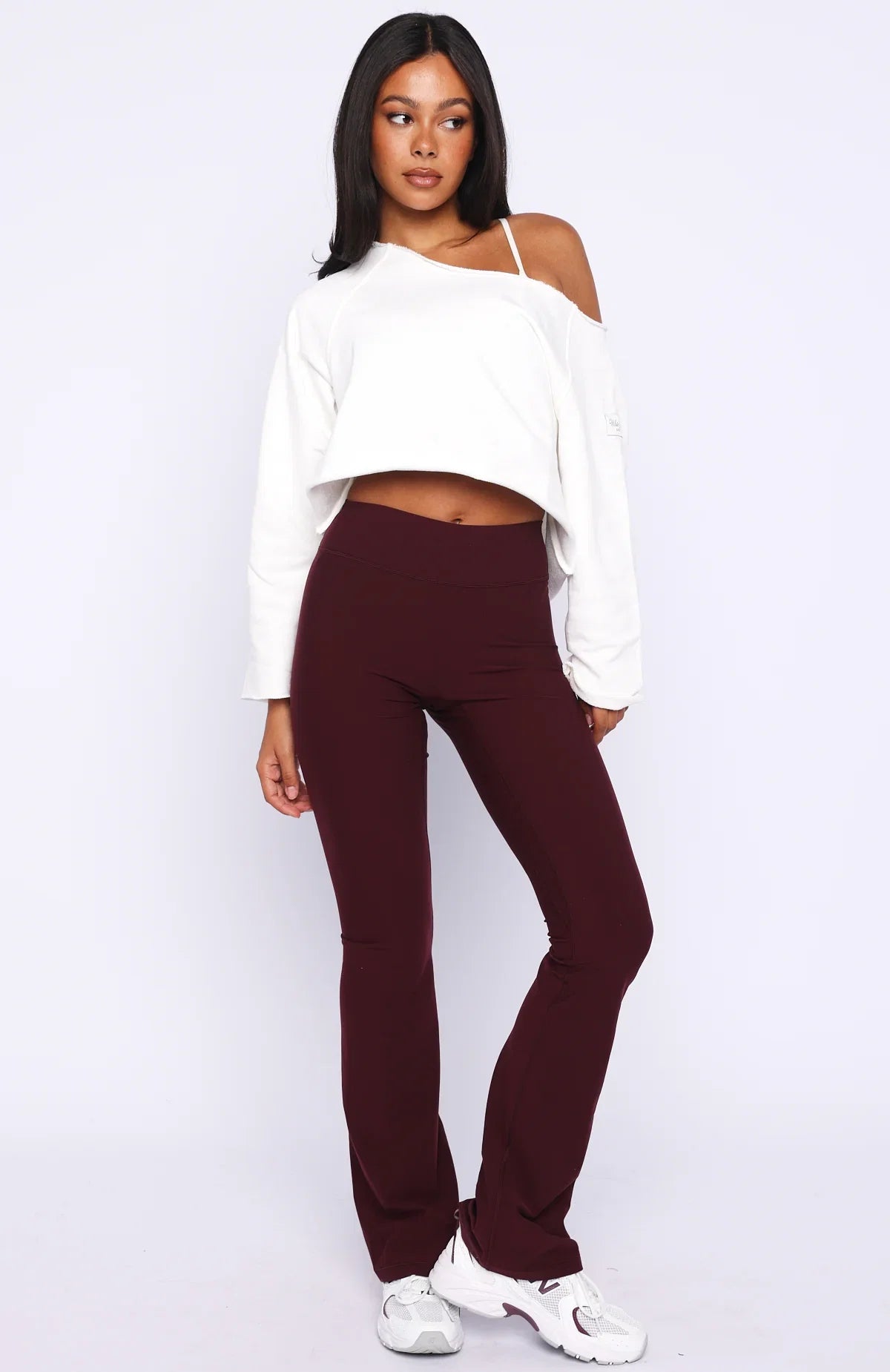 Keep It Rolling Cropped Off Shoulder Sweater Off White