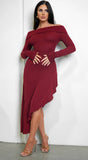 Romeo Red Off Shoulder High Low Mini Dress