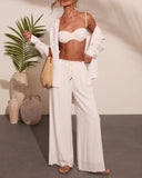 Catch Flights Drawstring Cover Up Linen Blend Pants