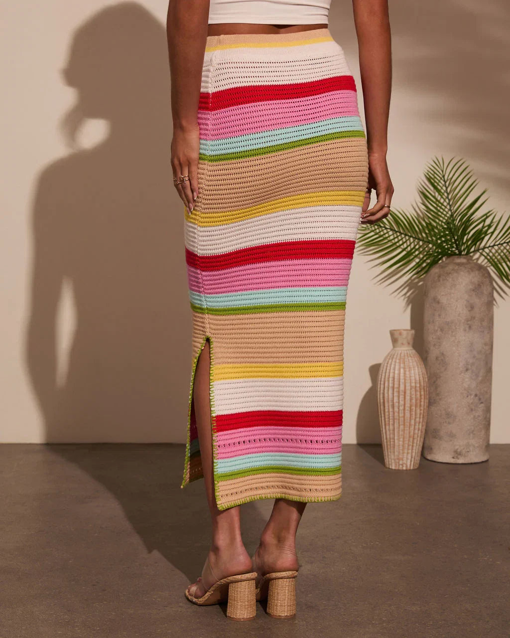 Yessenia Striped Crochet Midi Skirt