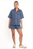 Noor Denim Short Set Dark Blue