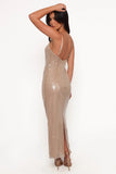 Karley Sequin Maxi Dress Beige