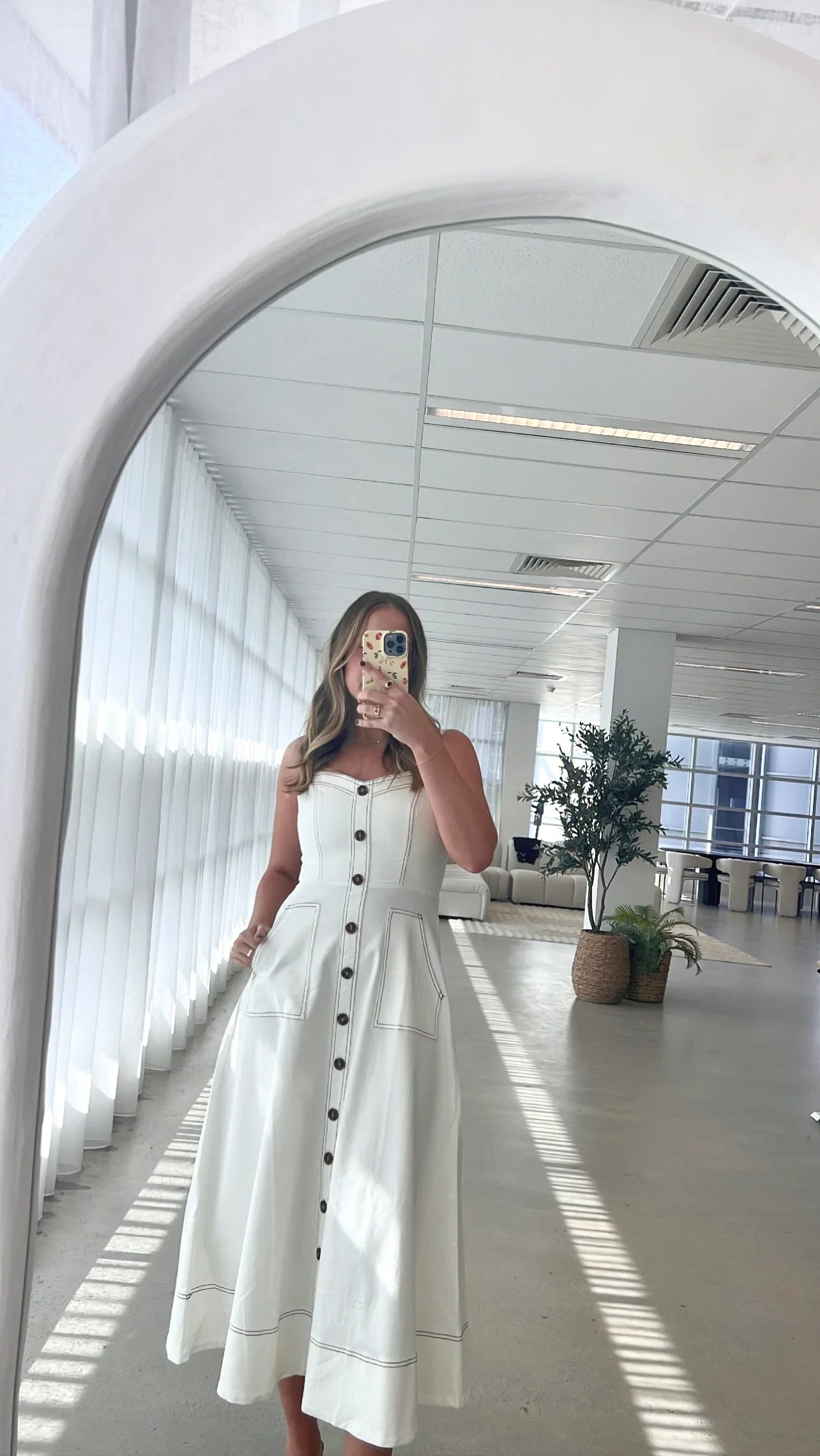 Indigo Midi Dress White Denim
