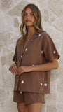Nadine Shirt and Shorts Set Chocolate Polka