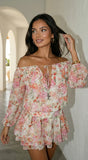 Cyrene Floral Off Shoulder Mini Dress Floral Pink