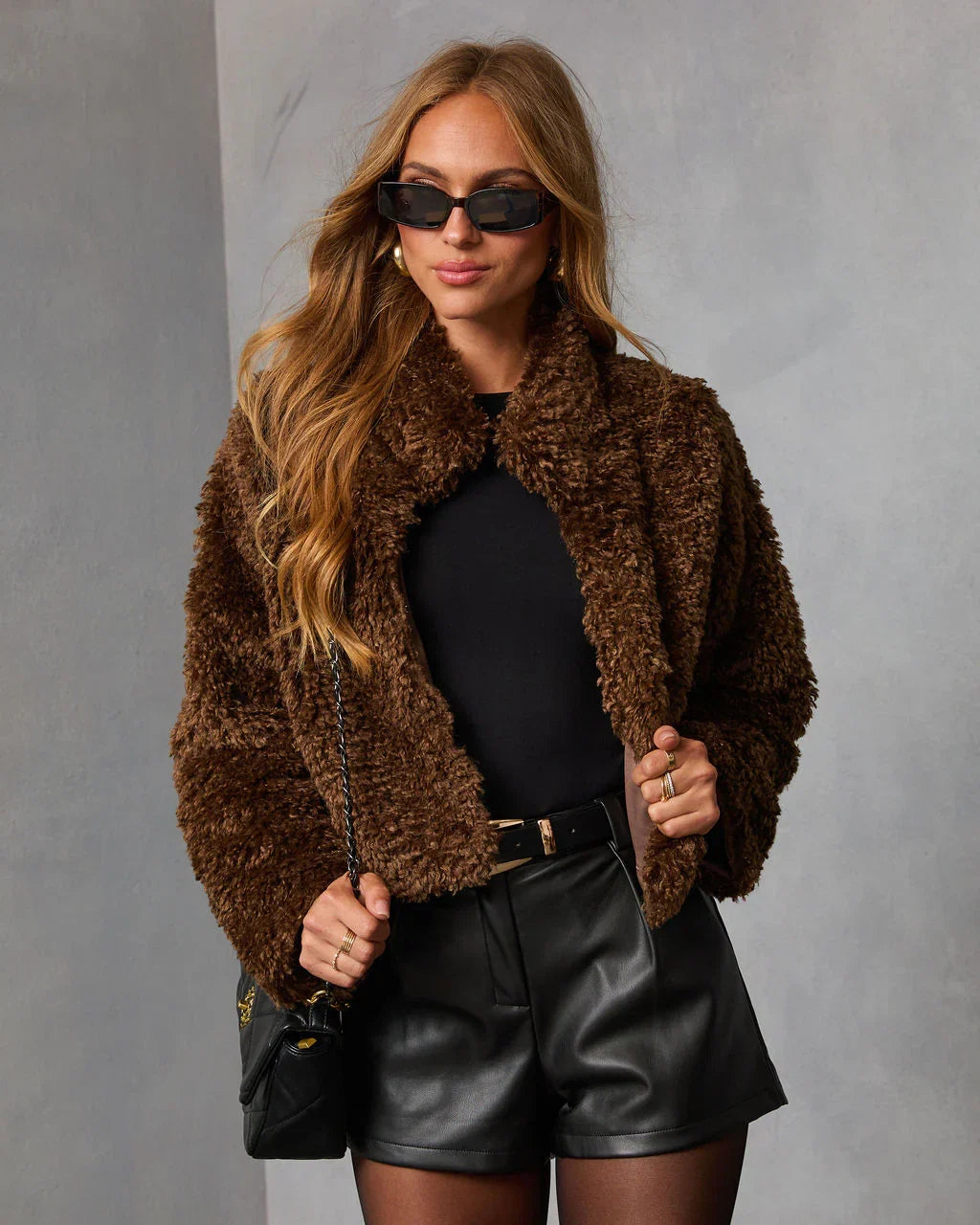 Toasted Hazel Nubby Faux Fur Jacket
