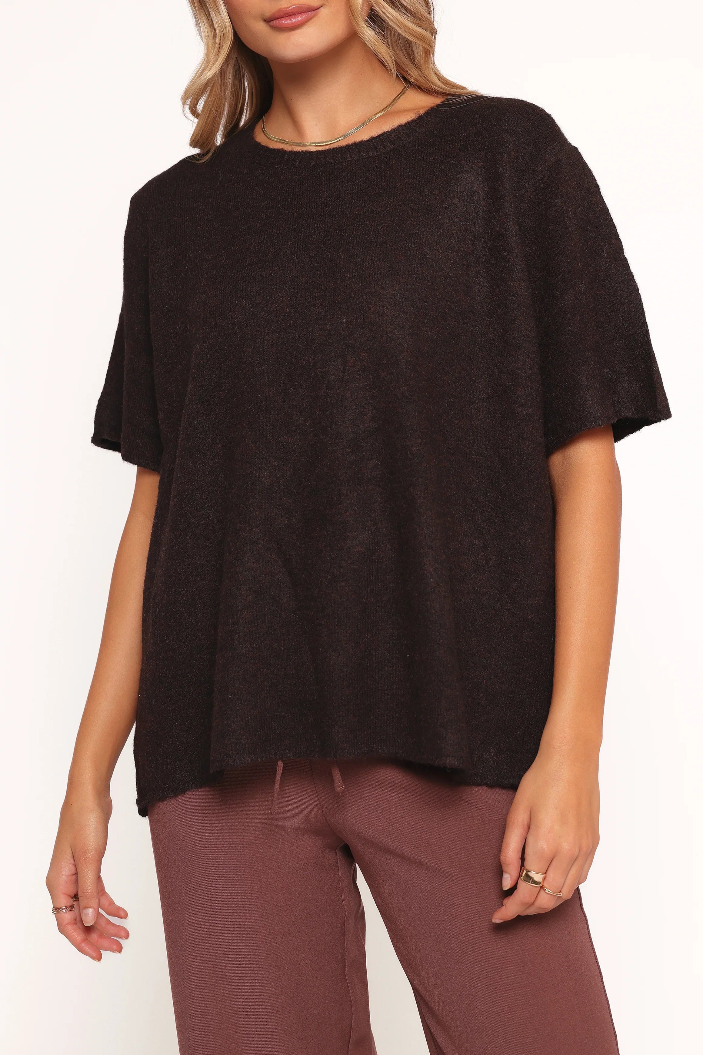 Morris Short Sleeve Oversized Sweater Tee Dark Chocolate